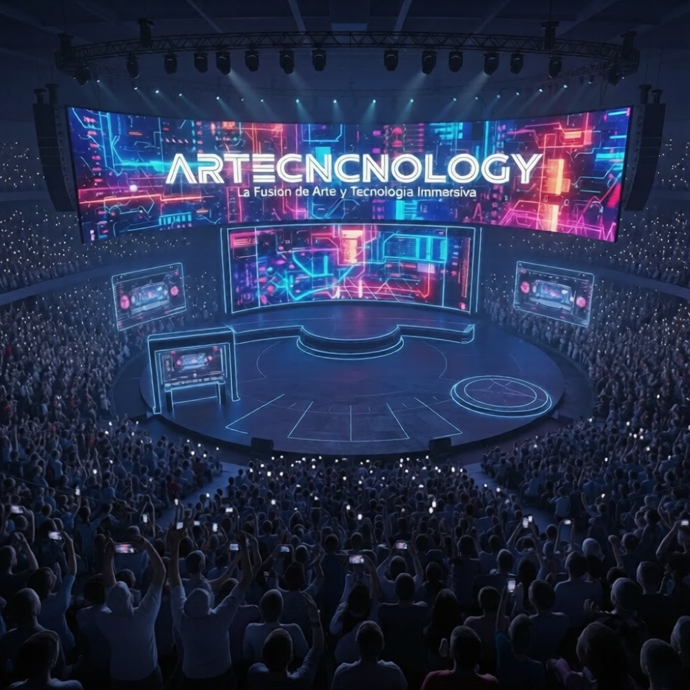 Instalación de tecnología inmersiva en escenario futurista